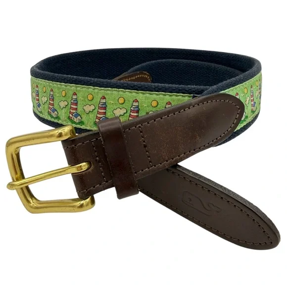 Vineyard Vines Lighthouse Belt 38 Green - Picture 1 of 15